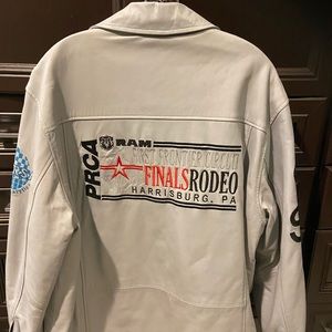 Pro Rodeo Mens Size Large Gray Leather PRCA Ram FFC Finals Rodeo Jacket